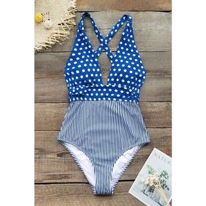 Polka Dot Stripe Bathing Suit